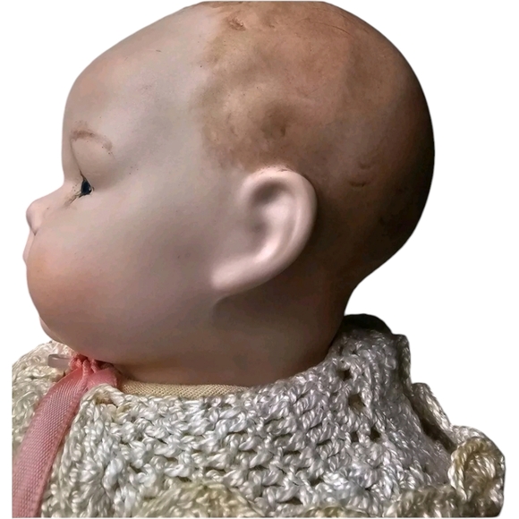 14 Inches Antique 1924 Vintage Porcelain Baby Doll with Blue Eyes - Picture 3 of 16